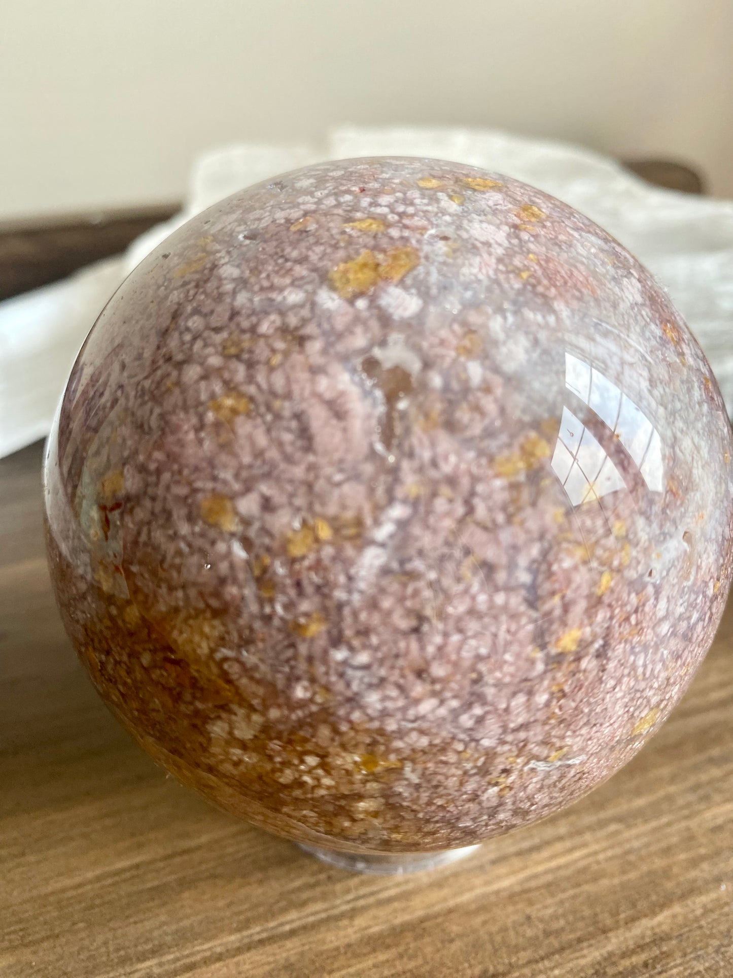 Druzy Pink Moss Agate Sphere