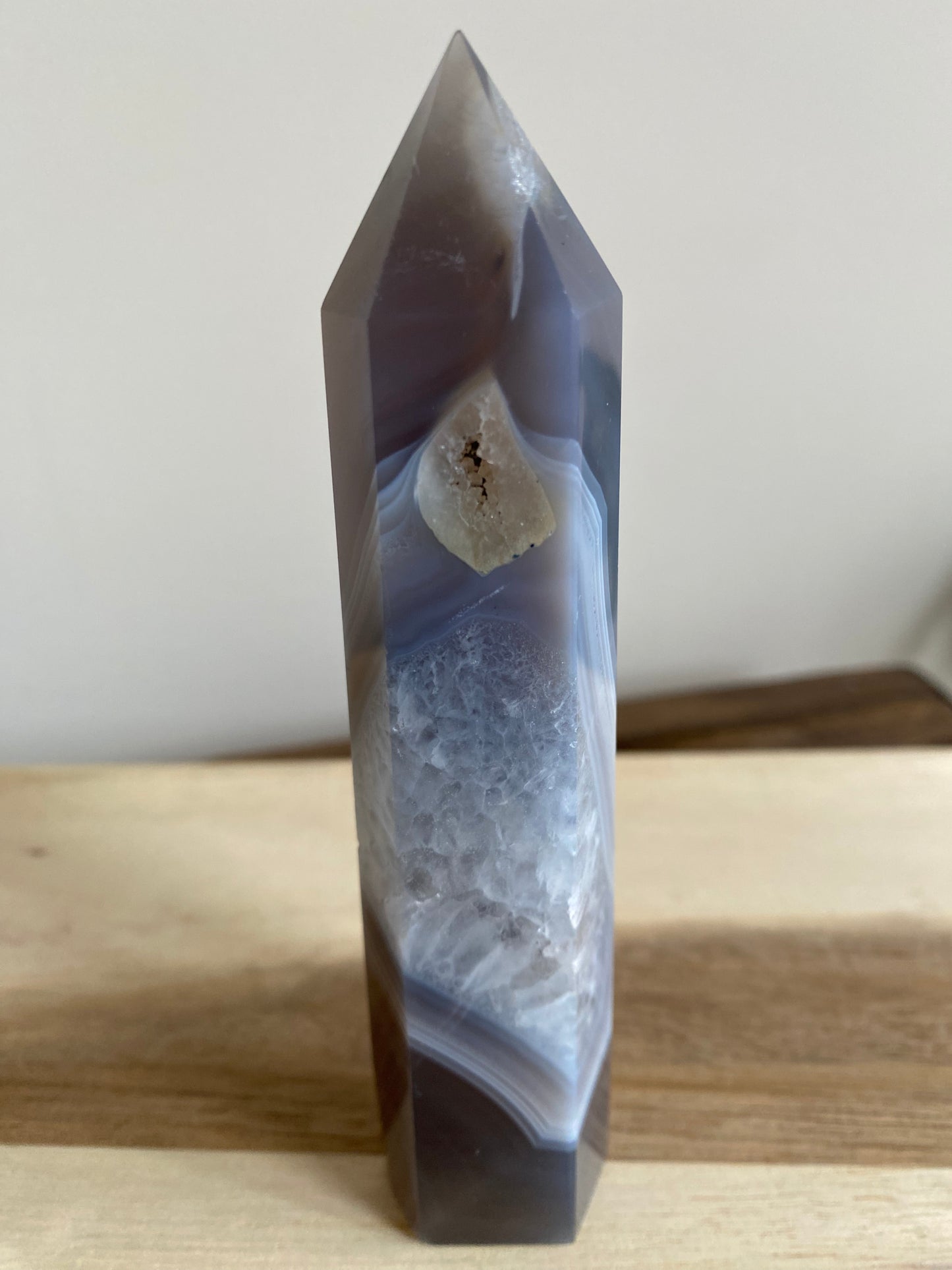 Druzy blue lace agate tower