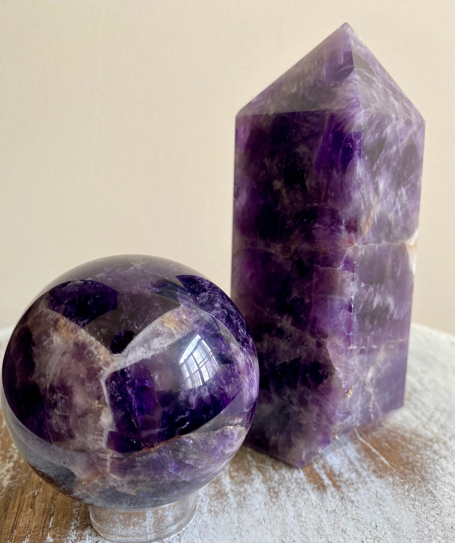 Amethyst Tower + Sphere Duo