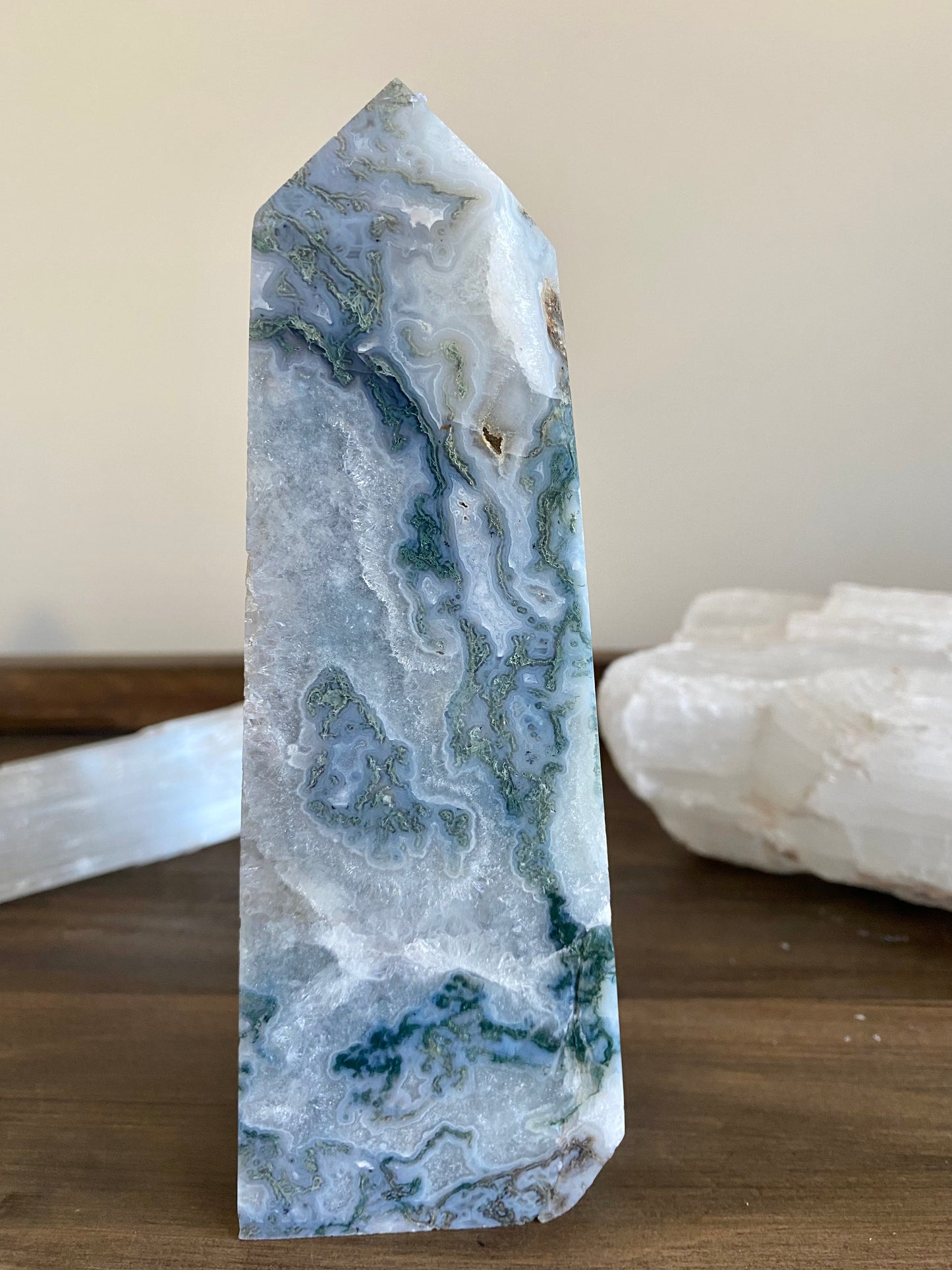 Moss Sanctuary | Druzy Moss Agate Tower