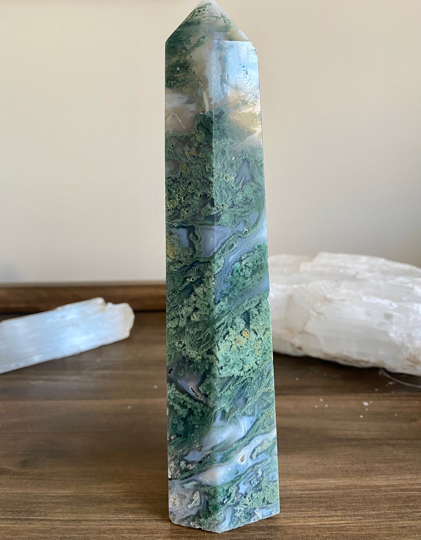 Druzy Moss Agate Tower | Nature's Serenade