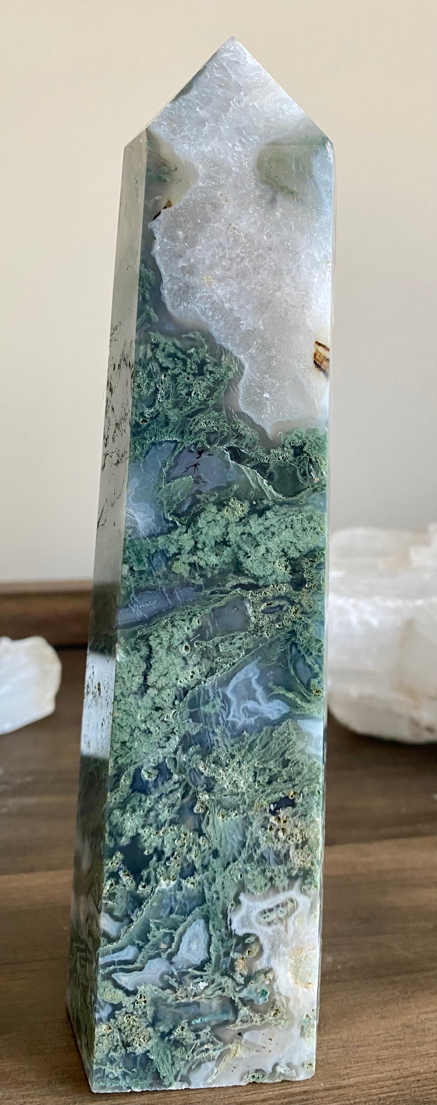 Druzy Moss Agate Tower | Nature's Serenade